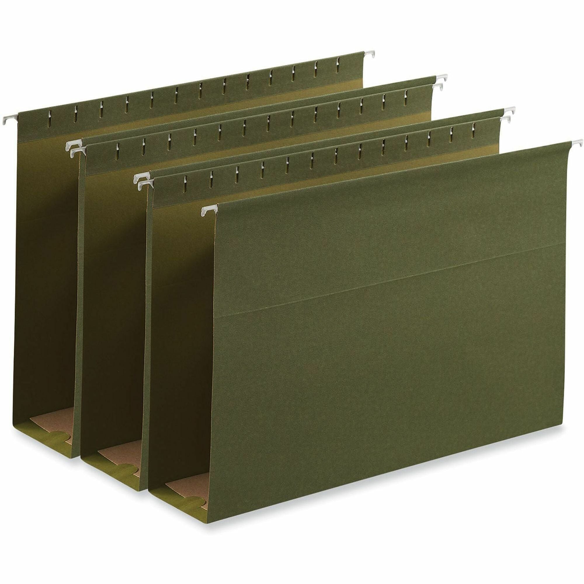Box Bottom Hanging File Folders, 3" Capacity, Legal Size, 1/5-Cut Tabs, Standard Green, 25/Box