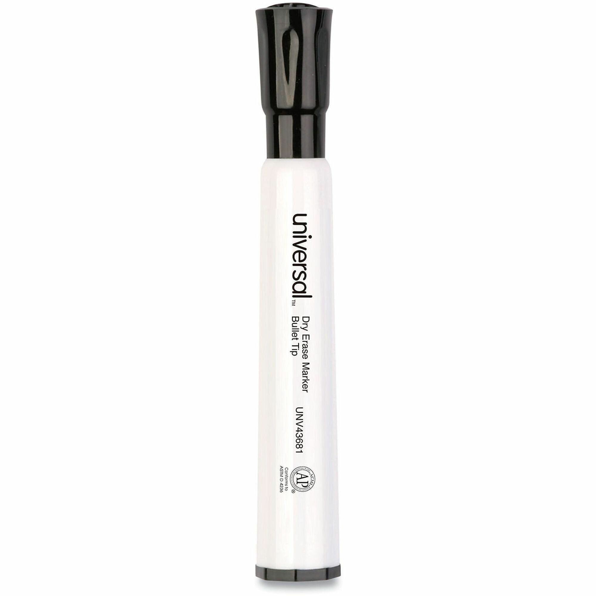 Dry Erase Marker, Medium Bullet Tip, Black, Dozen