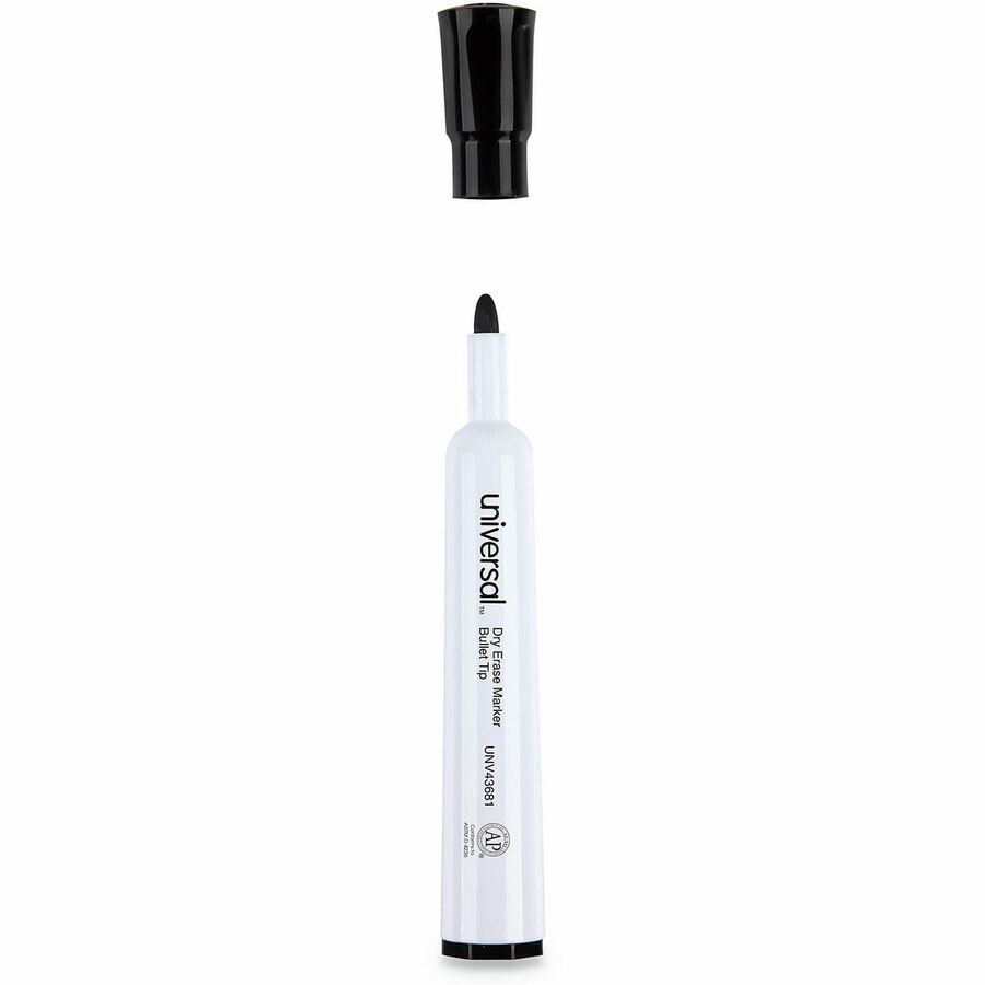 Dry Erase Marker, Medium Bullet Tip, Black, Dozen
