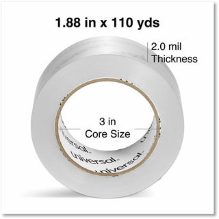 Quiet Tape Box Sealing Tape, 3" Core, 1.88" x 109 yds, Clear, 6/Pack