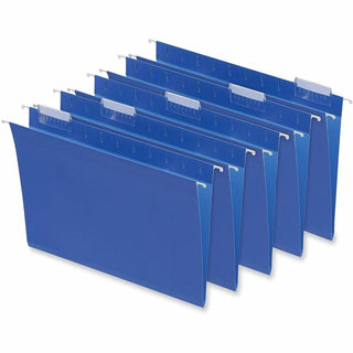 Deluxe Bright Color Hanging File Folders, Letter Size, 1/5-Cut Tabs, Blue, 25/Box