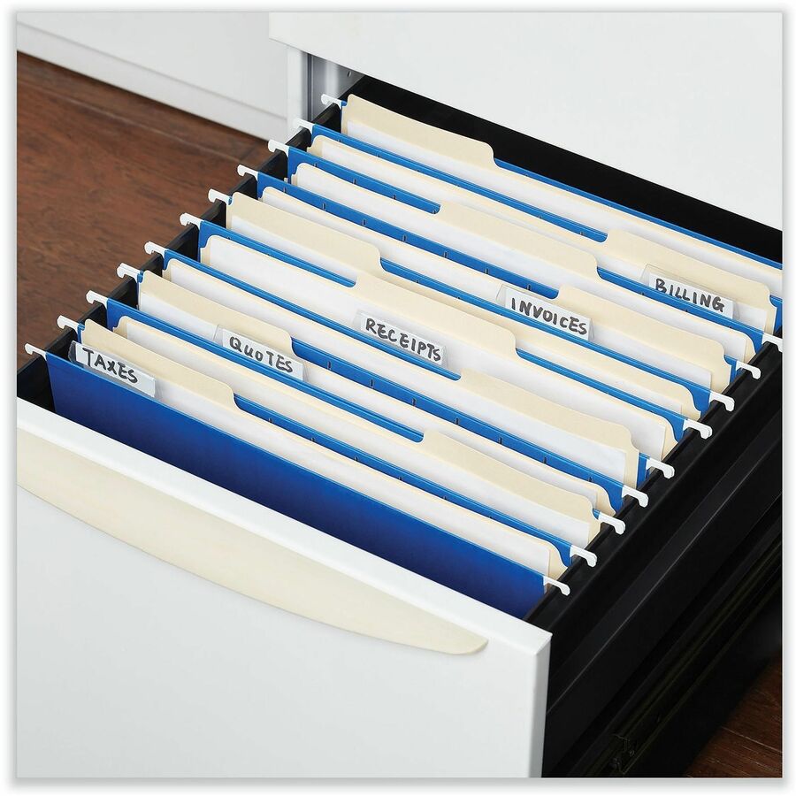 Deluxe Bright Color Hanging File Folders, Letter Size, 1/5-Cut Tabs, Blue, 25/Box