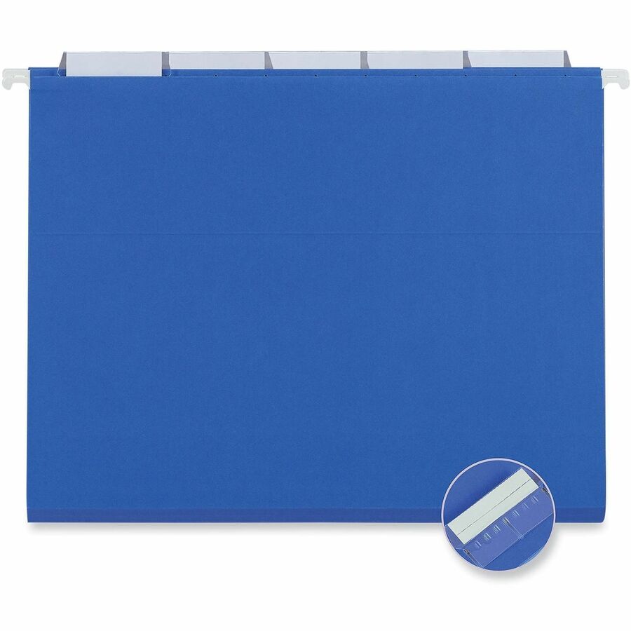 Deluxe Bright Color Hanging File Folders, Letter Size, 1/5-Cut Tabs, Blue, 25/Box