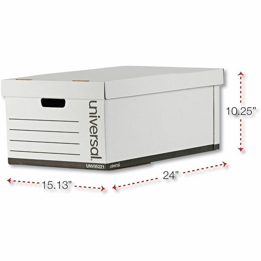 Medium-Duty Easy Assembly Storage Box, Legal Files, White, 12/Carton