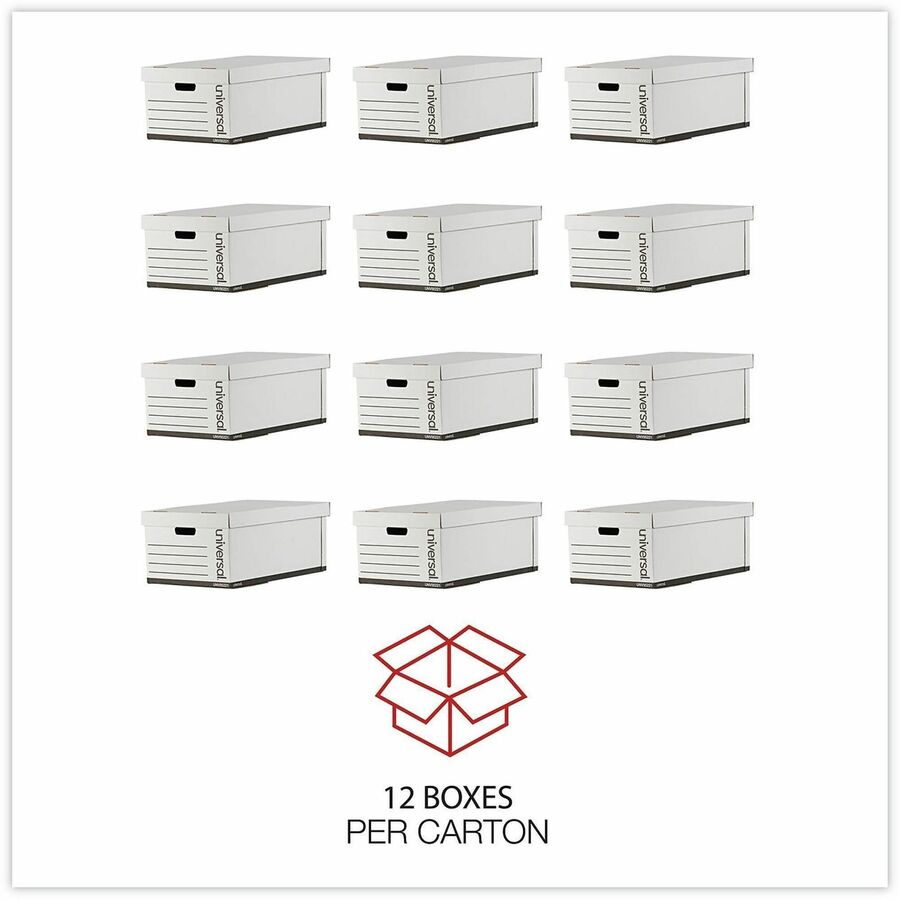 Medium-Duty Easy Assembly Storage Box, Legal Files, White, 12/Carton