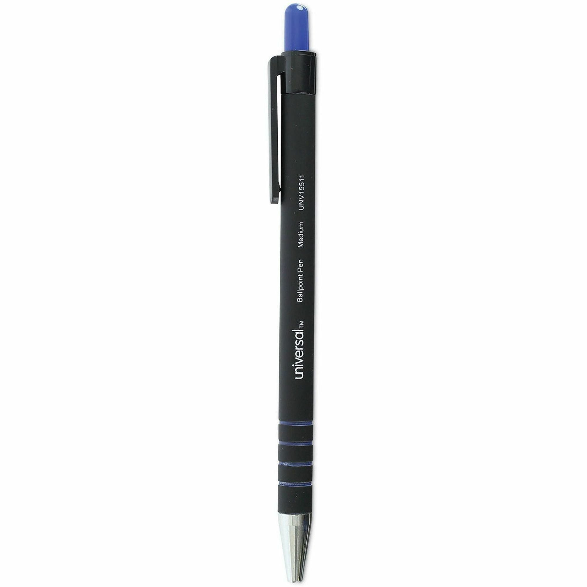 Ballpoint Pen, Retractable, Medium 1 mm, Blue Ink, Blue Barrel, Dozen