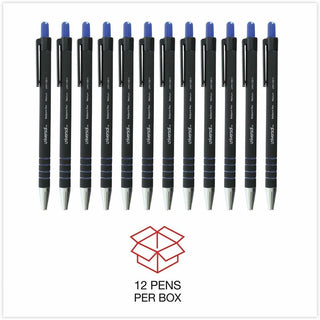 Ballpoint Pen, Retractable, Medium 1 mm, Blue Ink, Blue Barrel, Dozen