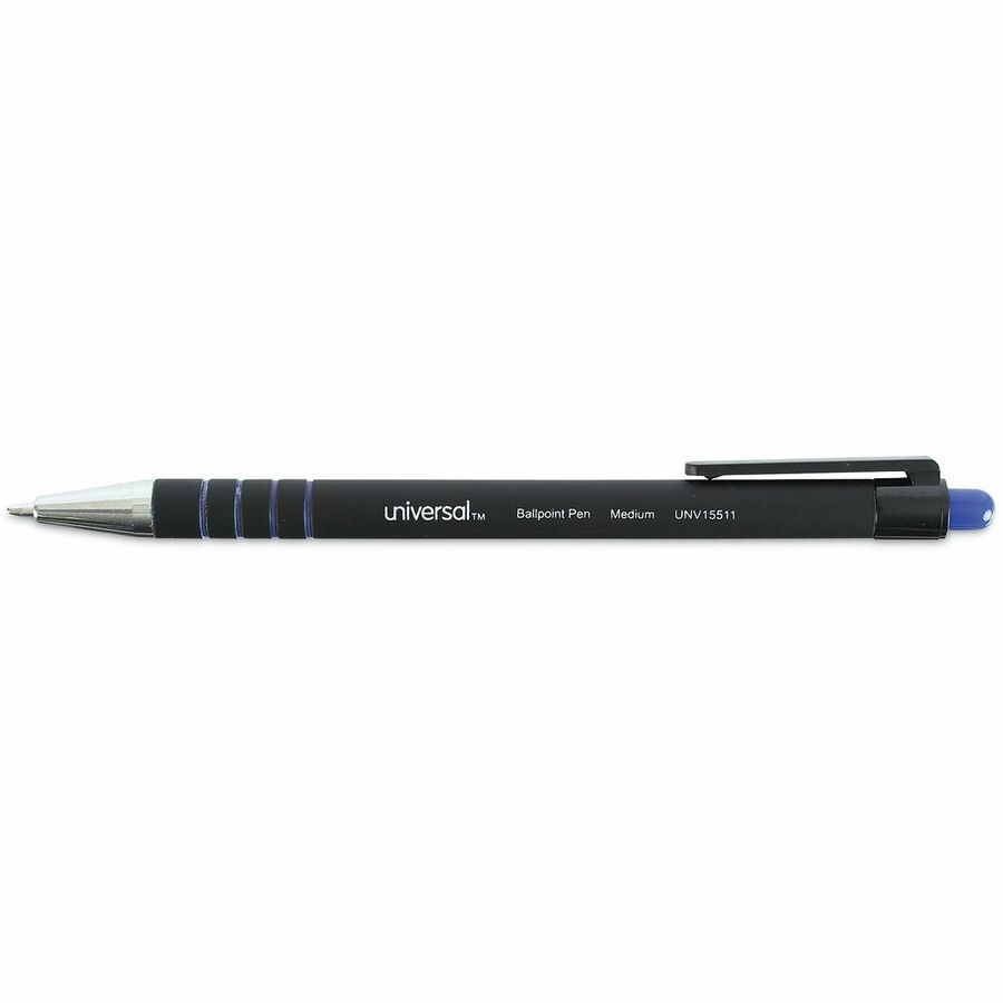 Ballpoint Pen, Retractable, Medium 1 mm, Blue Ink, Blue Barrel, Dozen