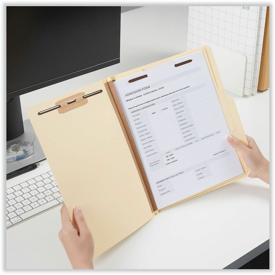 Six-Section Classification Folders, 2" Expansion, 2 Dividers, 6 Fasteners, Letter Size, Manila Exterior, 15/Box