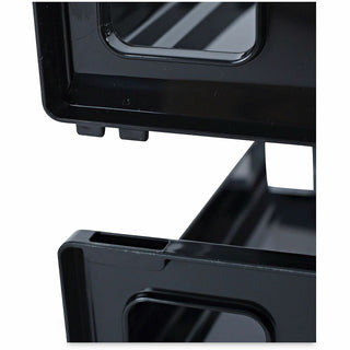 Recycled Plastic Side Load Desk Trays, 2 Sections, Legal Size Files, 16.25" x 9" x 2.75", Black