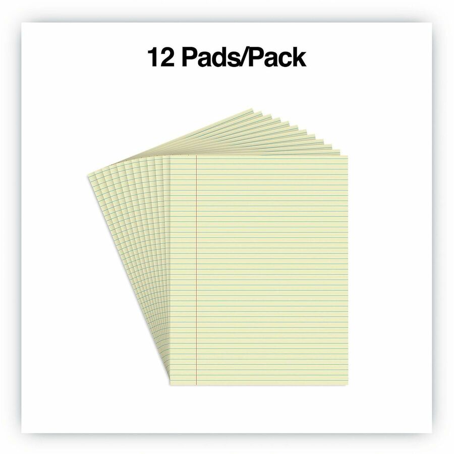 Glue Top Pads, Narrow Rule, 50 Canary-Yellow 8.5 x 11 Sheets, Dozen