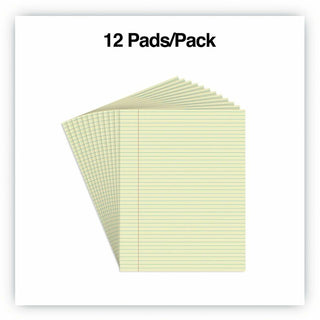 Glue Top Pads, Narrow Rule, 50 Canary-Yellow 8.5 x 11 Sheets, Dozen