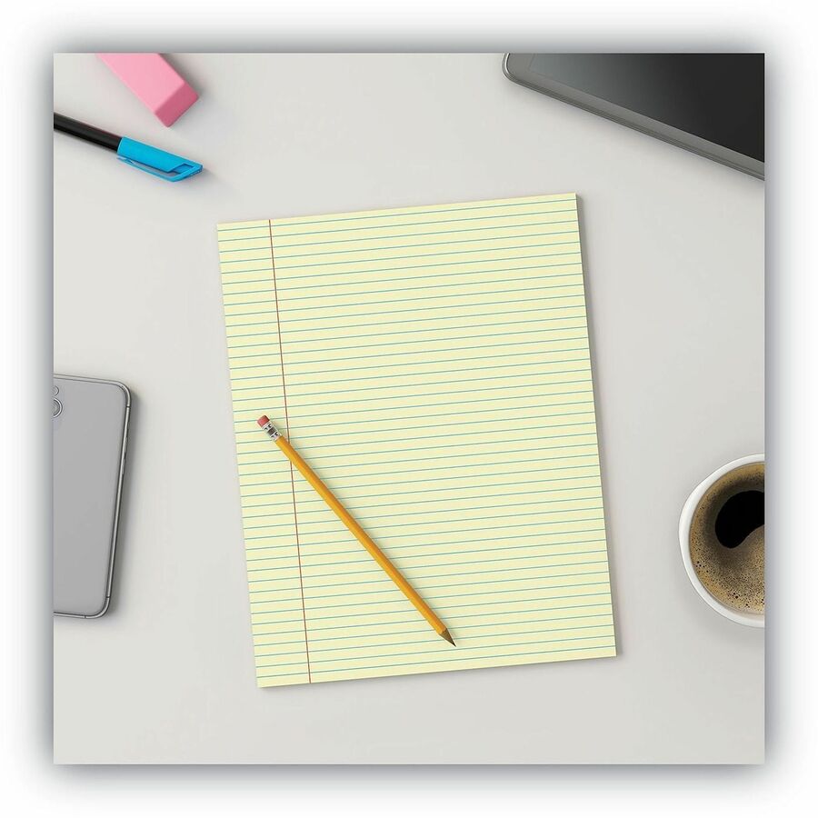 Glue Top Pads, Narrow Rule, 50 Canary-Yellow 8.5 x 11 Sheets, Dozen