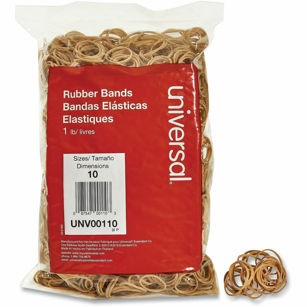 Rubber Bands, Size 10, 0.04" Gauge, Beige, 1 lb Box, 3,400/Pack