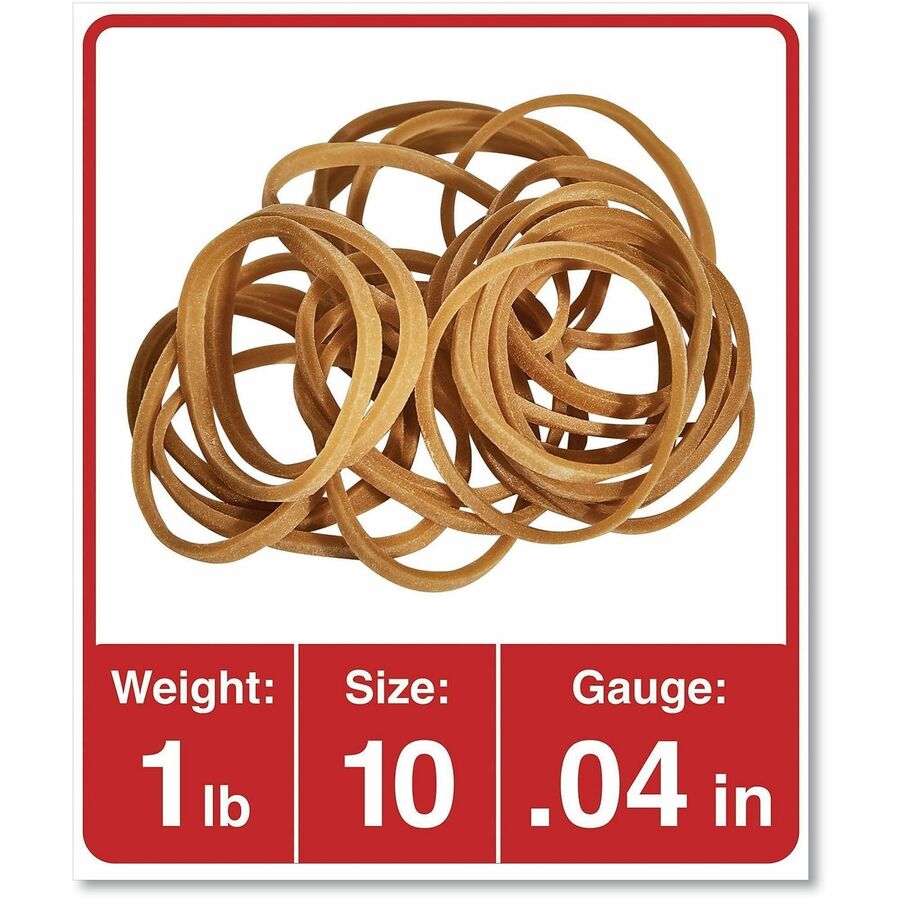 Rubber Bands, Size 10, 0.04" Gauge, Beige, 1 lb Box, 3,400/Pack