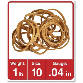 Rubber Bands, Size 10, 0.04" Gauge, Beige, 1 lb Box, 3,400/Pack