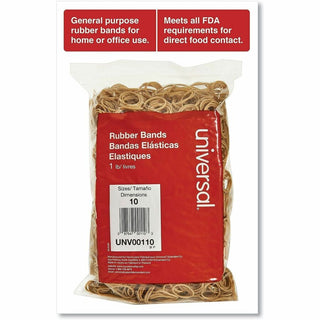 Rubber Bands, Size 10, 0.04" Gauge, Beige, 1 lb Box, 3,400/Pack