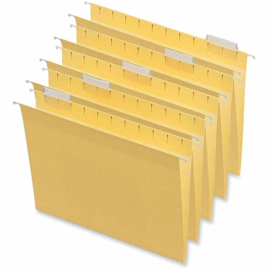 Deluxe Bright Color Hanging File Folders, Letter Size, 1/5-Cut Tabs, Yellow, 25/Box