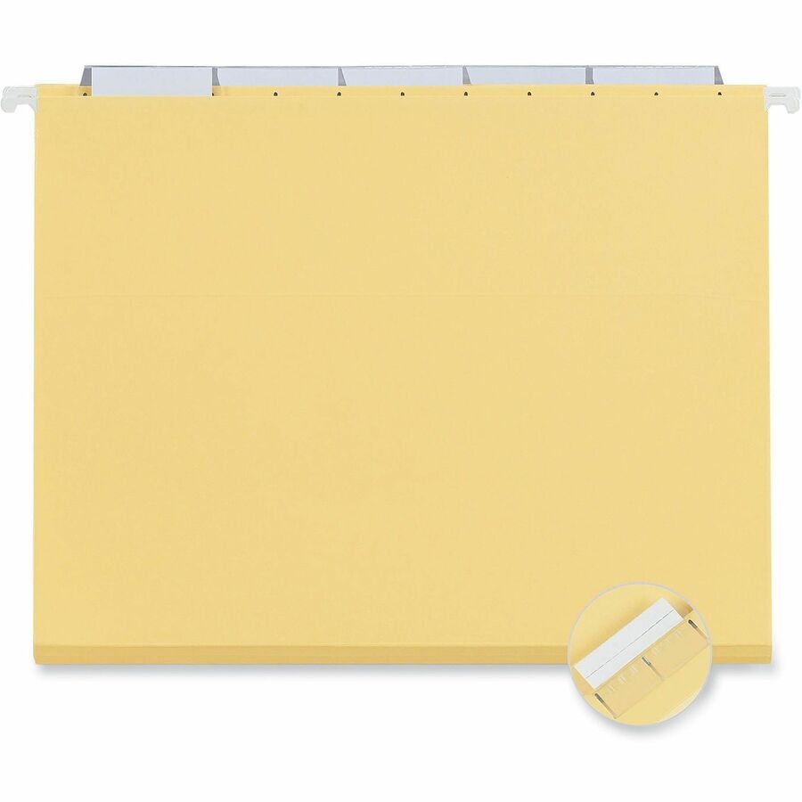 Deluxe Bright Color Hanging File Folders, Letter Size, 1/5-Cut Tabs, Yellow, 25/Box