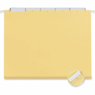 Deluxe Bright Color Hanging File Folders, Letter Size, 1/5-Cut Tabs, Yellow, 25/Box