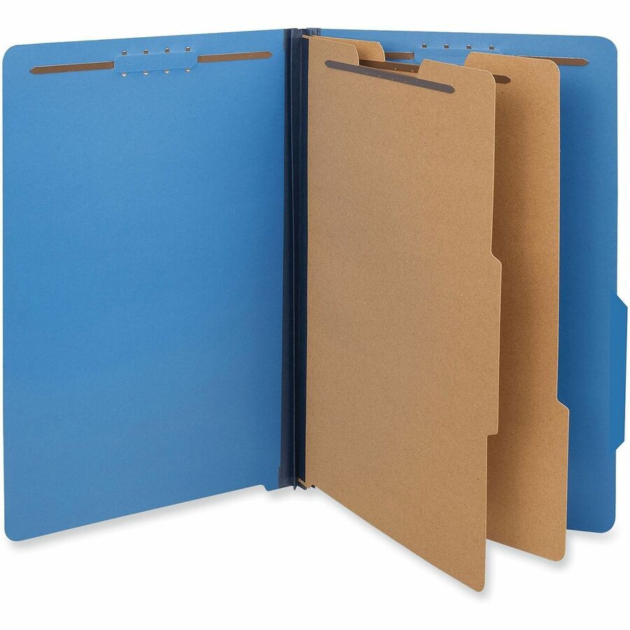 Bright Colored Pressboard Classification Folders, 2" Expansion, 2 Dividers, 6 Fasteners, Legal Size, Cobalt Blue, 10/Box