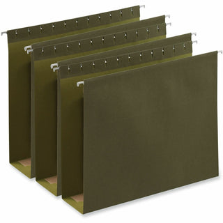 Box Bottom Hanging File Folders, 3" Capacity, Letter Size, 1/5-Cut Tabs, Standard Green, 25/Box