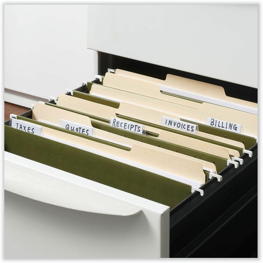 Box Bottom Hanging File Folders, 3" Capacity, Letter Size, 1/5-Cut Tabs, Standard Green, 25/Box