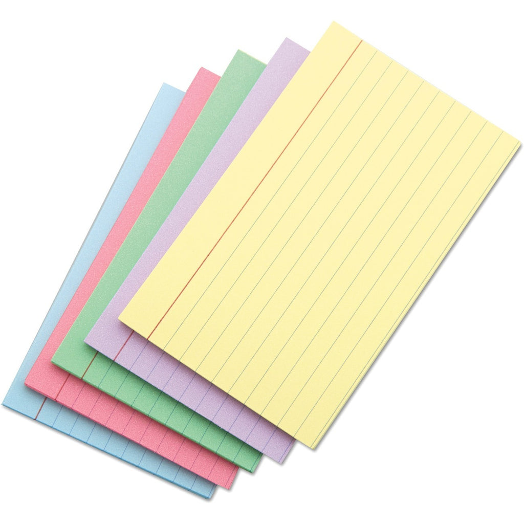 Index Cards, Ruled, 3 x 5, Assorted, 100/Pack