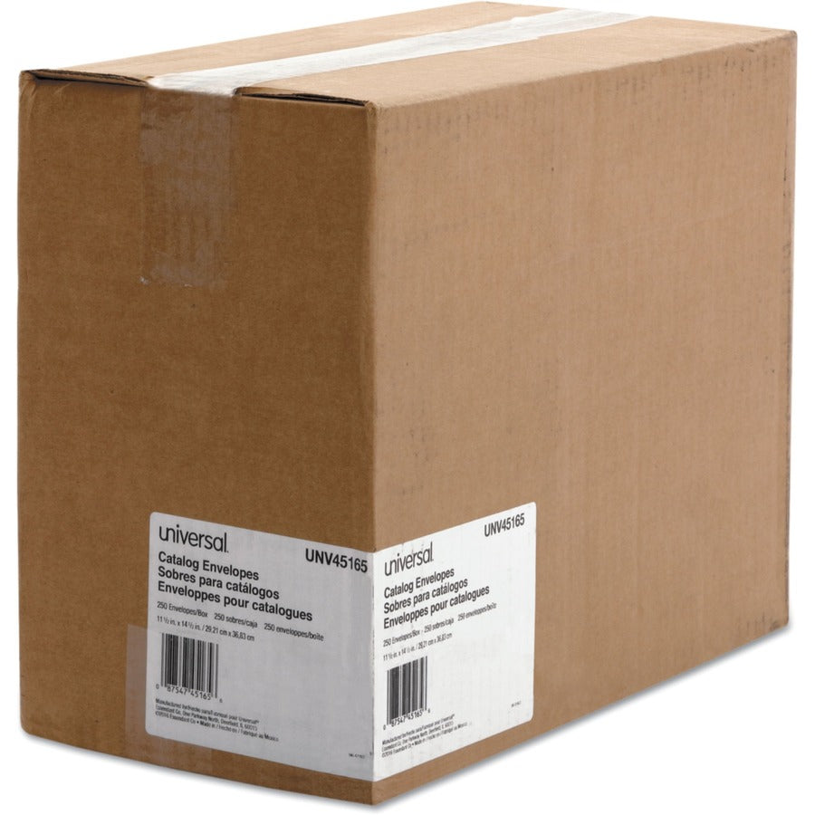 Catalog Envelope, 28 lb Bond Weight Kraft, #14 1/2, Square Flap, Gummed Closure, 11.5 x 14.5, Brown Kraft, 250/Box
