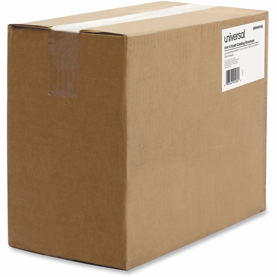Catalog Envelope, 28 lb Bond Weight Kraft, #14 1/2, Square Flap, Gummed Closure, 11.5 x 14.5, Brown Kraft, 250/Box