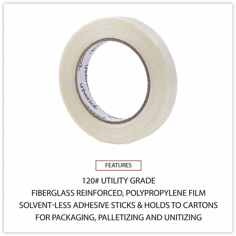 120# Utility Grade Filament Tape, 3" Core, 18 mm x 54.8 m, Clear