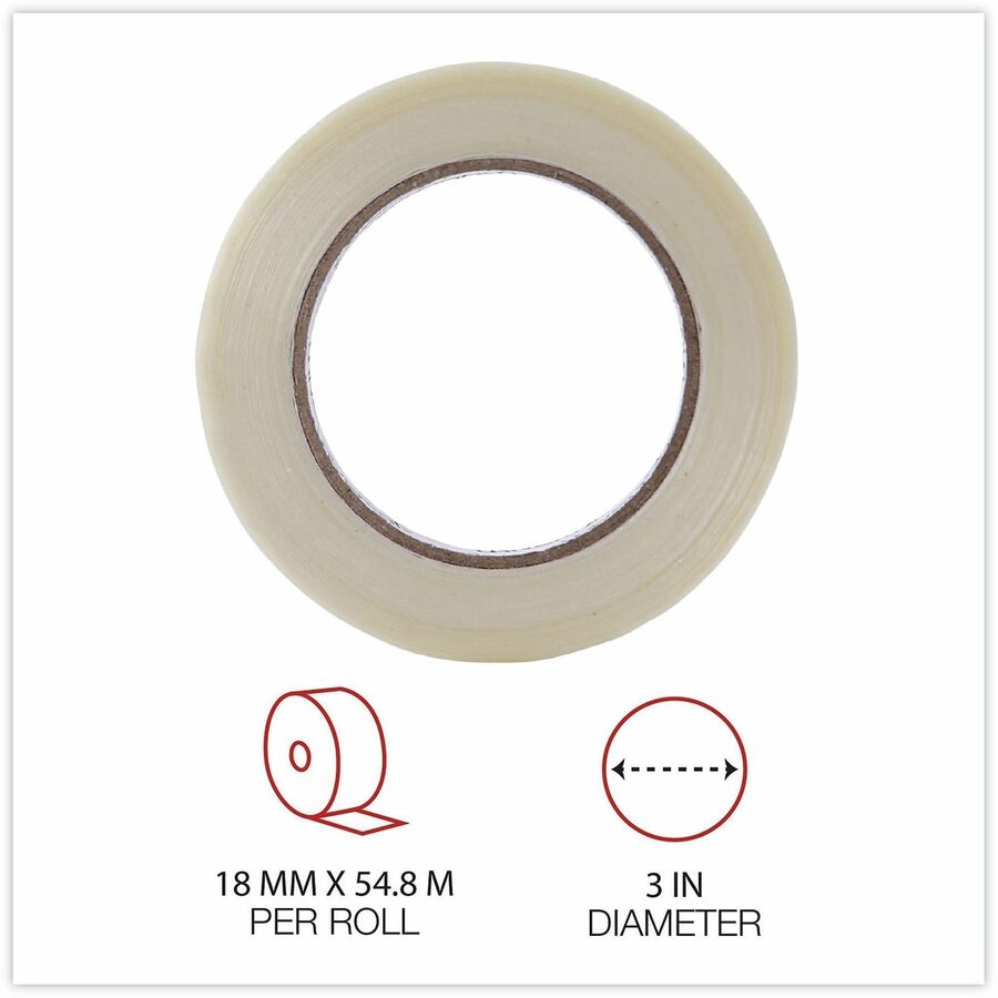 120# Utility Grade Filament Tape, 3" Core, 18 mm x 54.8 m, Clear