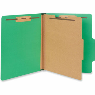 Bright Colored Pressboard Classification Folders, 2" Expansion, 1 Divider, 4 Fasteners, Letter Size, Emerald Green, 10/Box