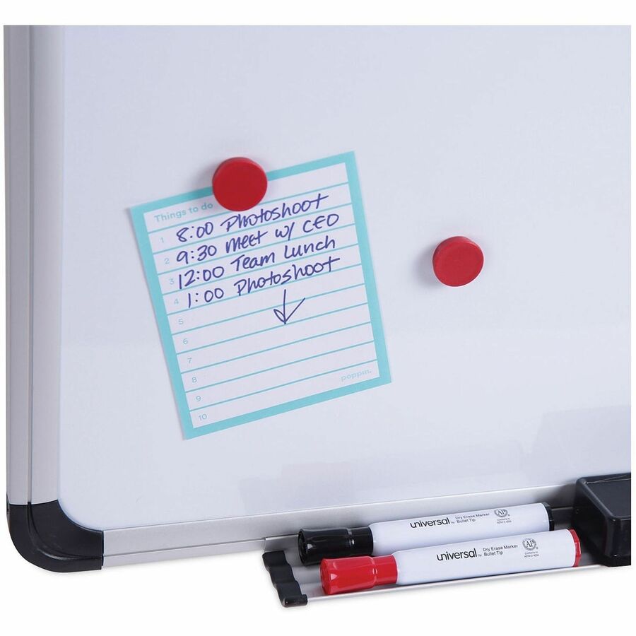 Magnetic Steel Dry Erase Marker Board, 36 x 24, White Surface, Aluminum/Plastic Frame