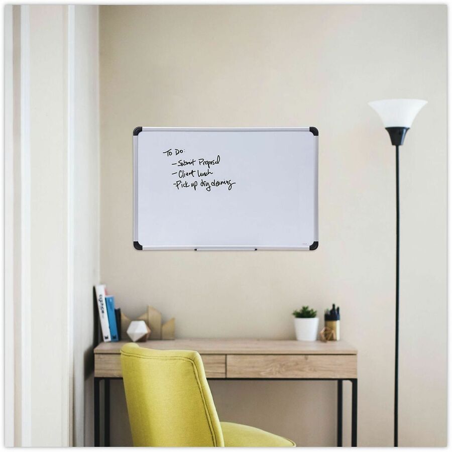 Magnetic Steel Dry Erase Marker Board, 36 x 24, White Surface, Aluminum/Plastic Frame