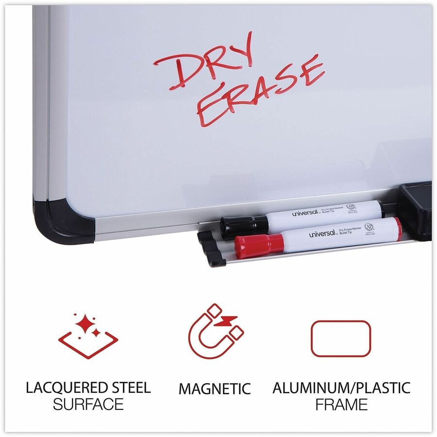 Magnetic Steel Dry Erase Marker Board, 36 x 24, White Surface, Aluminum/Plastic Frame