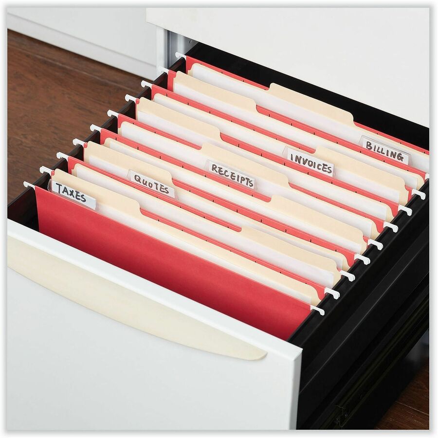 Deluxe Bright Color Hanging File Folders, Letter Size, 1/5-Cut Tabs, Red, 25/Box