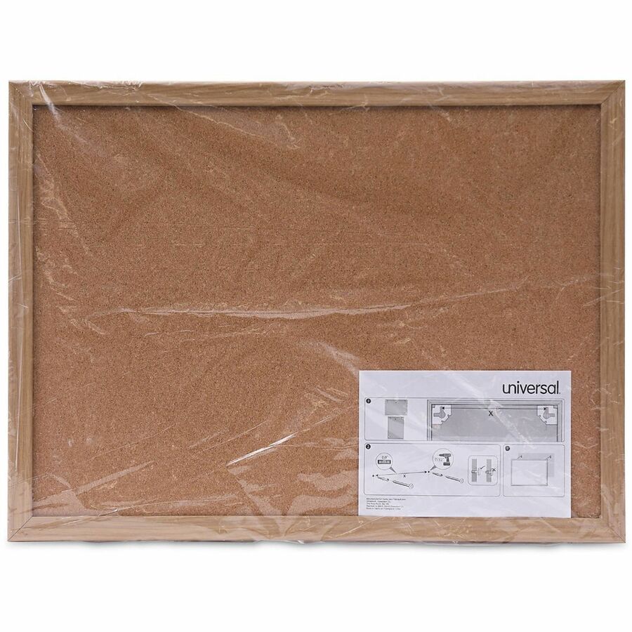 Cork Board with Oak Style Frame, 24 x 18, Tan Surface