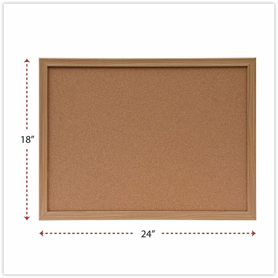 Cork Board with Oak Style Frame, 24 x 18, Tan Surface