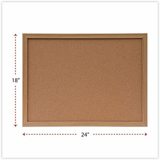 Cork Board with Oak Style Frame, 24 x 18, Tan Surface