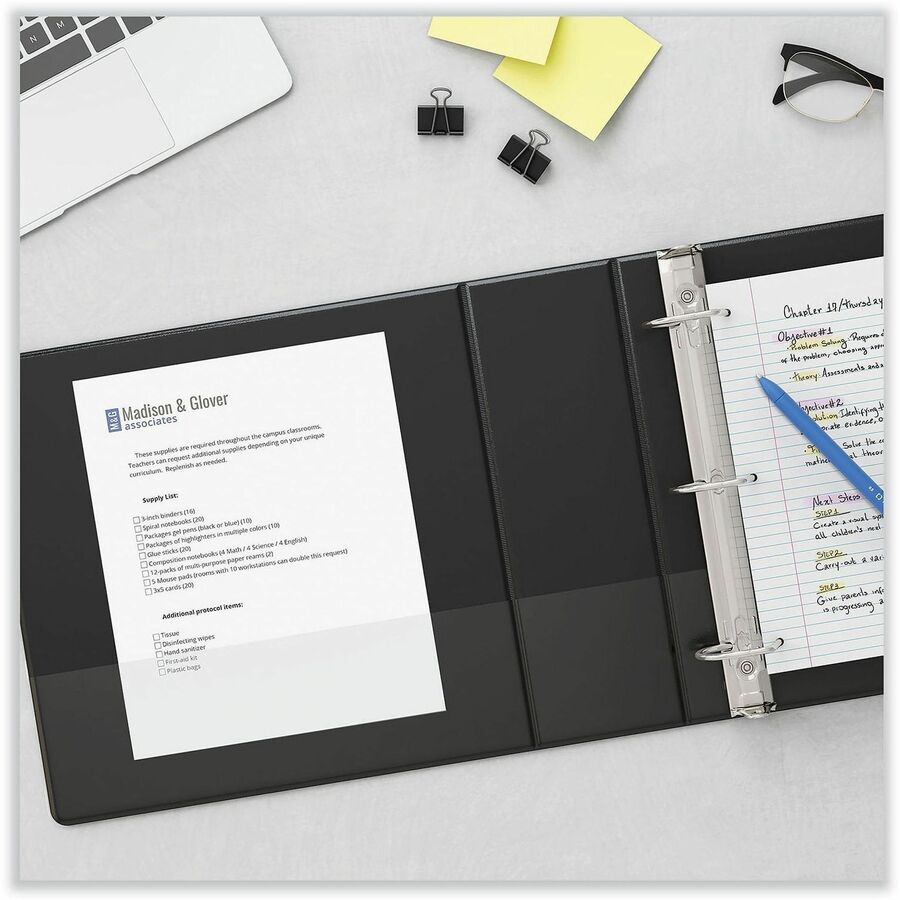 Slant D-Ring View Binder, 3 Rings, 1.5" Capacity, 11 x 8.5, Black