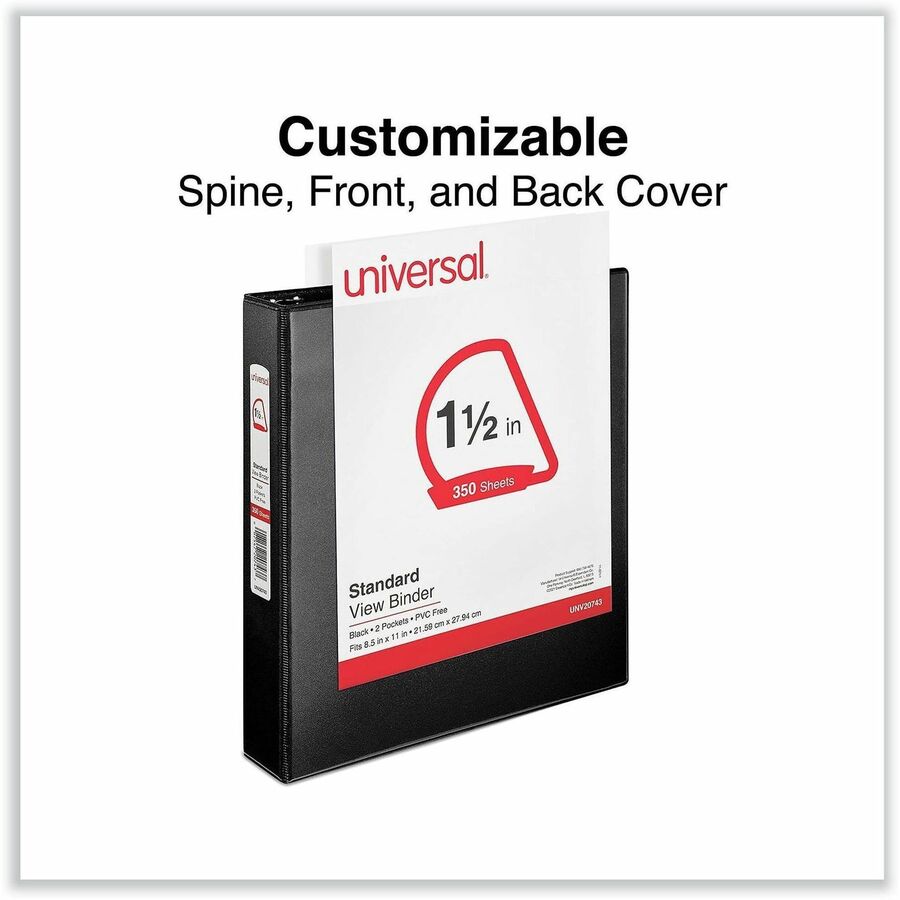 Slant D-Ring View Binder, 3 Rings, 1.5" Capacity, 11 x 8.5, Black