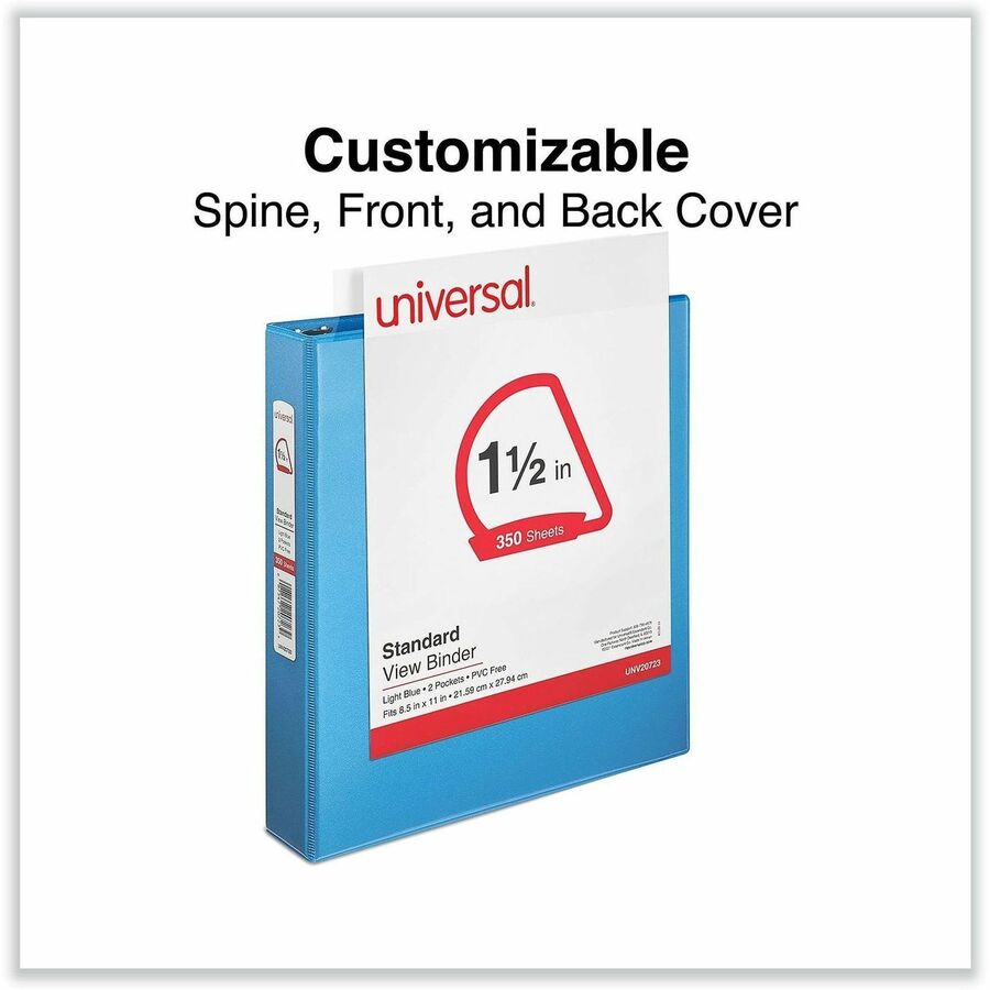 Slant D-Ring View Binder, 3 Rings, 1.5" Capacity, 11 x 8.5, Light Blue