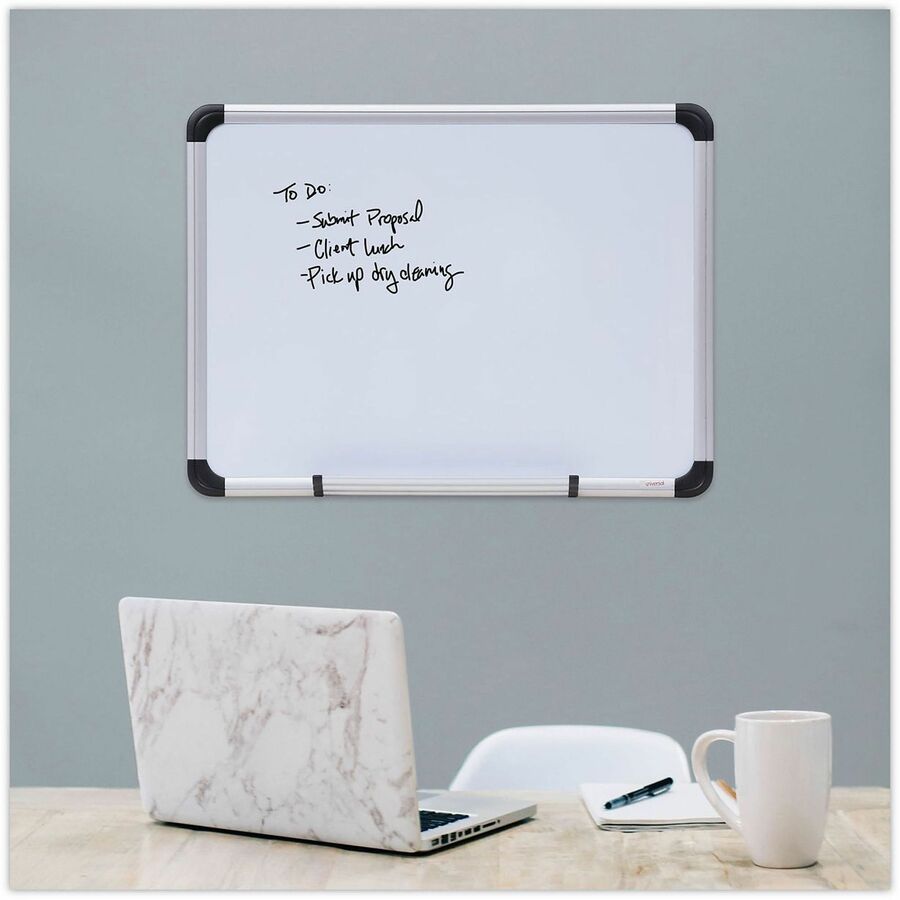 Magnetic Steel Dry Erase Marker Board, 24 x 18, White Surface, Aluminum/Plastic Frame