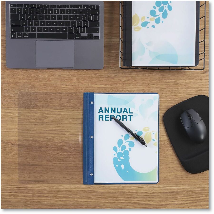 Clear Front Report Covers with Fasteners, Three-Prong Fastener, 0.5" Capacity, 8.5 x 11, Clear/Dark Blue, 25/Box
