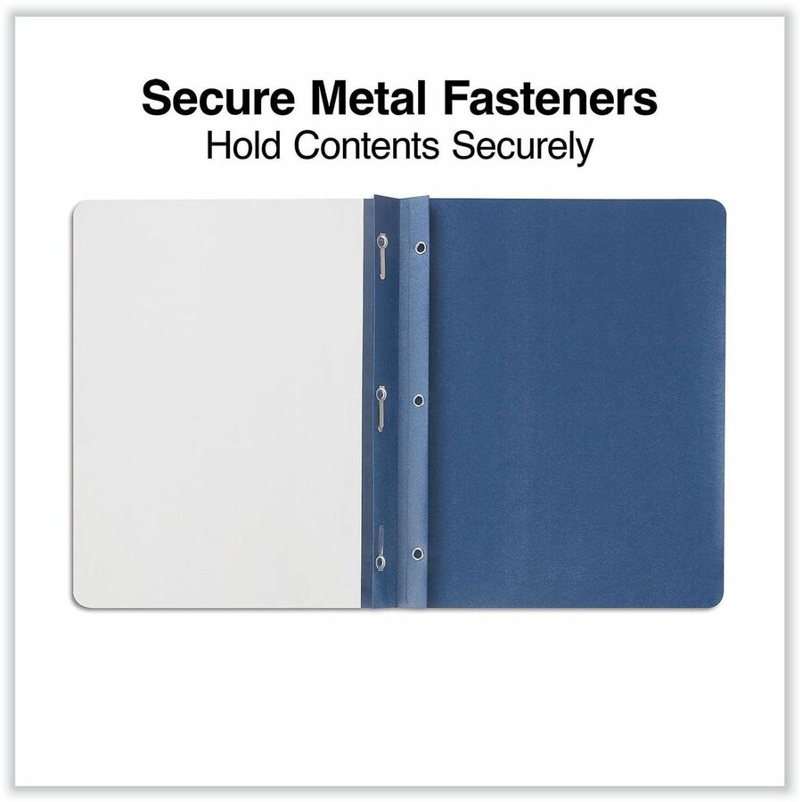 Clear Front Report Covers with Fasteners, Three-Prong Fastener, 0.5" Capacity, 8.5 x 11, Clear/Dark Blue, 25/Box