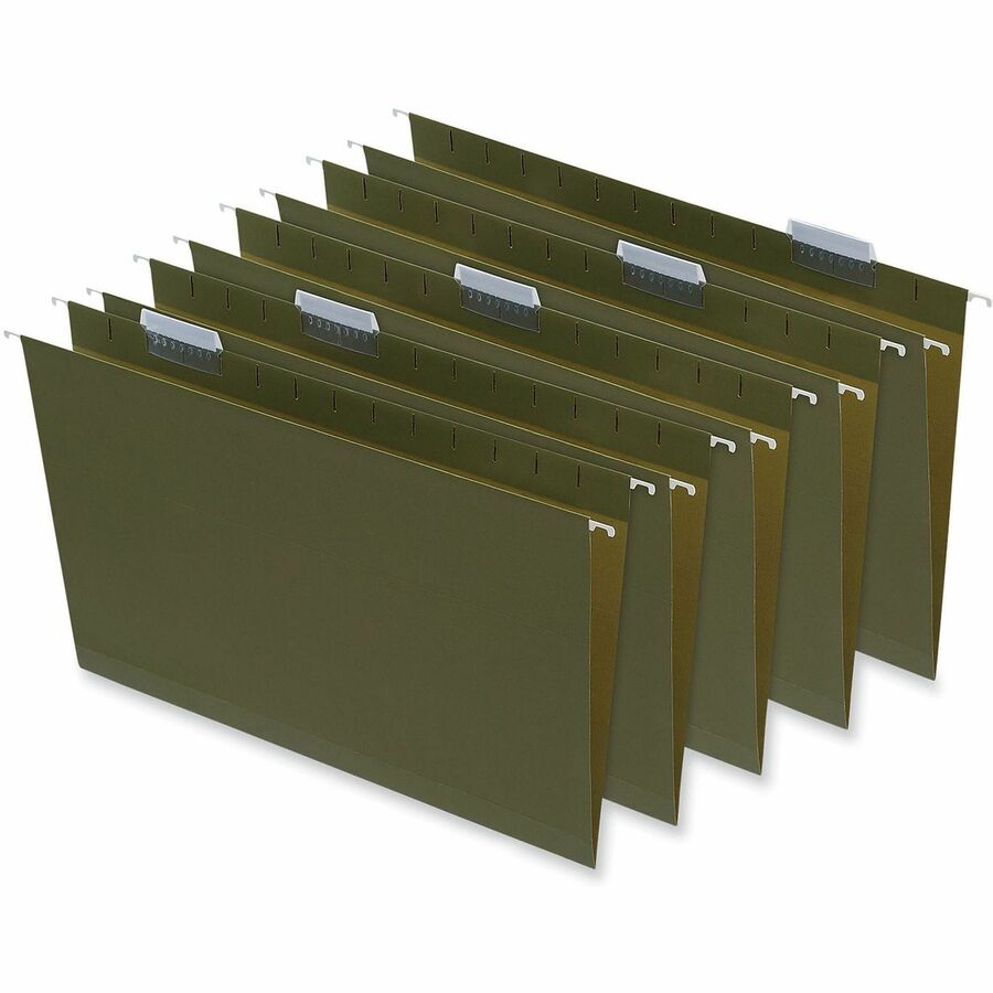 Box Bottom Hanging File Folders, 2" Capacity, Legal Size, 1/5-Cut Tabs, Standard Green, 25/Box