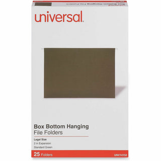Box Bottom Hanging File Folders, 2" Capacity, Legal Size, 1/5-Cut Tabs, Standard Green, 25/Box
