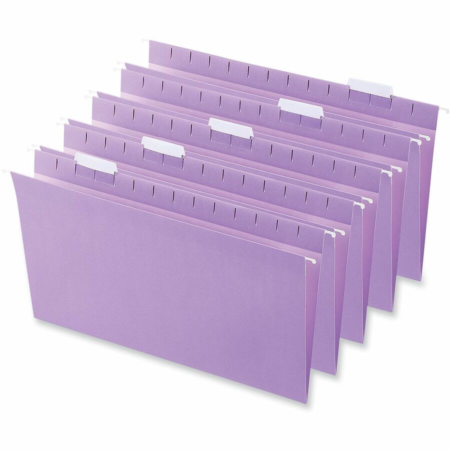 Deluxe Bright Color Hanging File Folders, Legal Size, 1/5-Cut Tabs, Violet, 25/Box