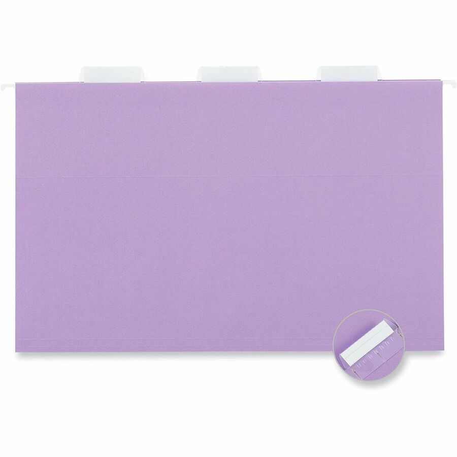 Deluxe Bright Color Hanging File Folders, Legal Size, 1/5-Cut Tabs, Violet, 25/Box
